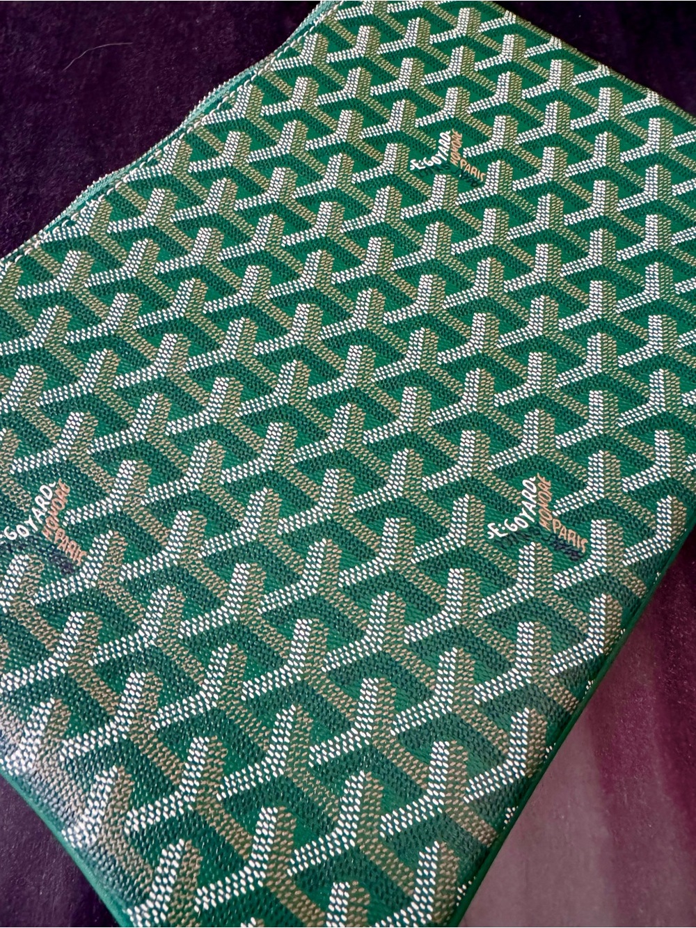 Inspired Green Chevron Patterned Canvas
Zip Pouch Clutch - Picture 2 of 9
